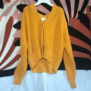 Popsugar Gold Waffle Knit Cardigan